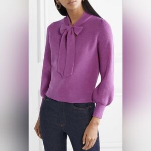 CO by GOOP Magenta Tie Neck Cashmere Sweater Size Large